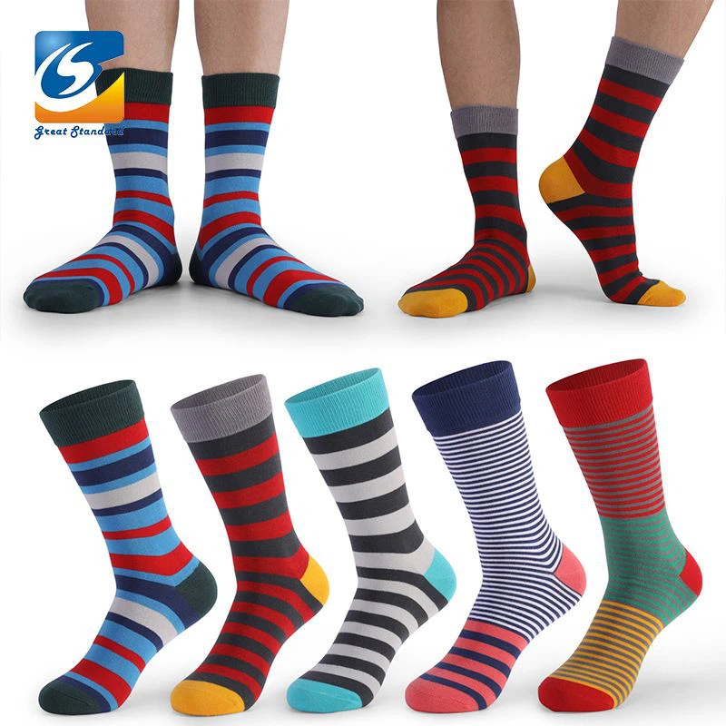 Chaussettes habillées en coton à rayures pour hommes