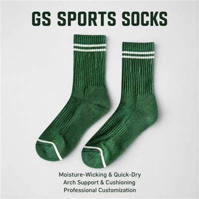 Chaussettes d'entraînement de sport vertes en coton et nylon Spandex Crew